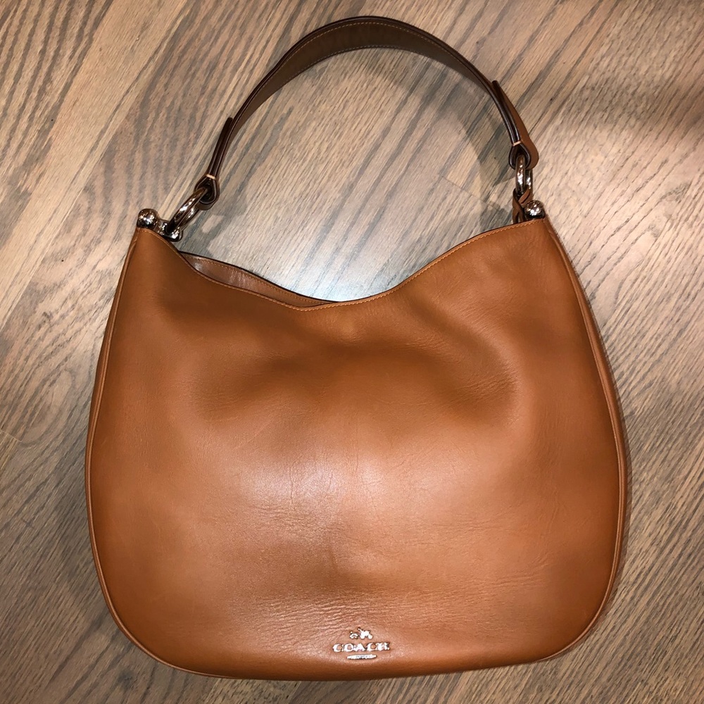 Coach Nomad Leather Hobo 36026 tan w/silver